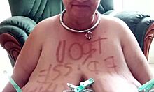 Chienne Marie Shumilie Bound in Bondage Takes Master's Huge Dildo in Maid Outfit!