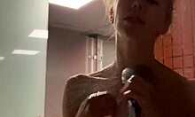 cute skinny euro girl showers natural small tits post-gym