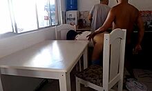 casada safada bareback fucks big black cock while corno washes dishes in kitchen