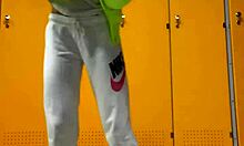 cute skinny euro girl showers natural small tits post-gym