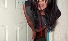 Stuck door Latina penetrated hard till she moans loud