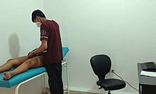 damn this horny student slut bends over in office lingerie begging for it!