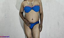 indian shemale crossdresses in blue bikini teasing her ass part 3