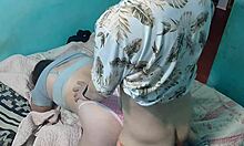 Doggy style pulls aside her pink dotted thong