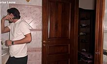 pretty tattooed italian teen gets fucked hard in friend's bathroom