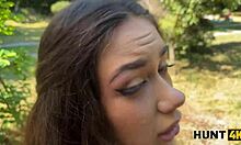 hunt4k. 18+ teen deepthroats old rich stranger's cock in public park pickup