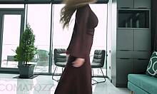 Busty Dress Babe Natural Tits Bounced Cumshot Load!