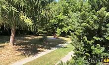 hunt4k. 18+ teen deepthroats old rich stranger's cock in public park pickup