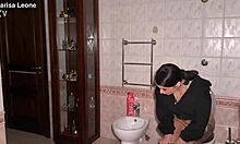 pretty tattooed italian teen gets fucked hard in friend's bathroom