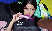 🤤😍 colombian mommy in sheer lingerie teases her fat ass and small tits with dildo for hubby