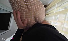 god her perfect ass in fishnets teases me i cant resist fucking her doggystyle after deep suck