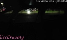 Slutty French teacher sucks stranger's cock in public lot while cuckold husband watches intently - Misscreamy