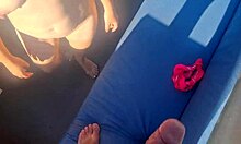 Wanna fuck this oiled redhead brazilian bent over in the pool?