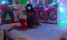 stepmom in sexy christmas outfit tempts me while stepdad's away leading to wild fuck