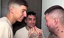 skinny latina brittany taylor gags on three monster cocks in crazy gangbang double vaginal