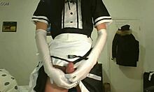 I crave every drop as asian sissy maid in stockings glasses