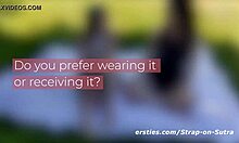 peach and daisy grind strap-ons in hairy lesbian scissoring outdoors