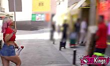 Sandra V Street Kisses Lead to Rough Doggystyle Bent Over Deepthroat Quickie with Stud