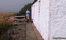 Huge tits Allison masturbates outdoors