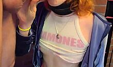 Chained Blonde Milf on Knees Deepthroats Gagging Face Fucked to Facial Cumshot