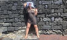 Curvy beach lady strips sexy flashes big pussy in photoshoot