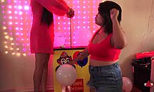 this filipina pumps balloons then stuffs them in her asian fetish fun