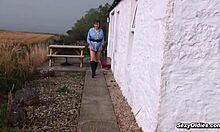 Huge tits Allison masturbates outdoors