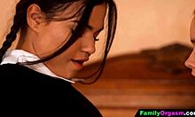 LESBian emo girl with PIGTAILS scissors and TRIBs her BEST FRIEND to wild ORGASM