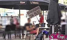 Sandra V Street Kisses Lead to Rough Doggystyle Bent Over Deepthroat Quickie with Stud