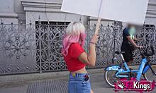 Sandra V Street Kisses Lead to Rough Doggystyle Bent Over Deepthroat Quickie with Stud