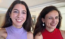 Two skinny neighbors beg for face cum then flash outdoors