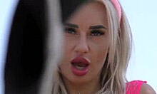 Blonde slut dp'd rough outdoors with pee and gaping ass