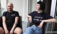 juan handcuffs delfine for after-party submission bent over doggystyle blowjob cumshot