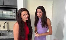 Two skinny neighbors beg for face cum then flash outdoors