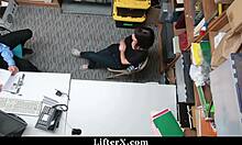 That criminal teen got caught shoplifting, now she's fucked hard in the garage by cop.