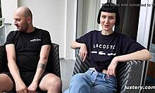 juan handcuffs delfine for after-party submission bent over doggystyle blowjob cumshot