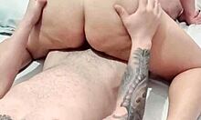 Chubby latina wife sits and grinds on cock with ass shaking