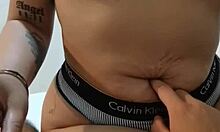 i love groping her sexy navel while she strokes my cock to orgasm