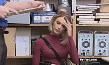 sporty blonde shoplifter caught spying gets hardcore action cam pounding