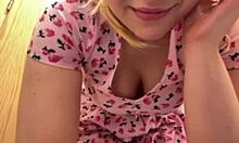 bbw horny babe fingers shaved pussy to orgasm in public mall close-up