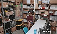 sporty blonde shoplifter caught spying gets hardcore action cam pounding