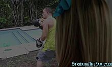 Teen stepsis deepthroats milf mother-in-law cougar facial taboo