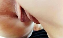 mature aunt flashes her huge meaty pussy lips and horny monster cunt!