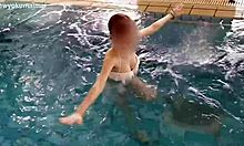 ASIAN COLLEGE CUTIE WORKS OUT LEGS AND FEET BY POOL IN TINY BIKINI!