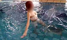 ASIAN COLLEGE CUTIE WORKS OUT LEGS AND FEET BY POOL IN TINY BIKINI!