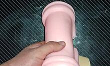 kissy and dolly suck toy cock then tits fuck cumshot!