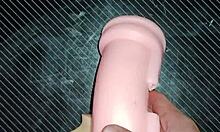 kissy and dolly suck toy cock then tits fuck cumshot!