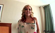 blonde milf strokes BIG COCK sloppy deepthroat style