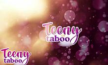 teen babysitter minxx roleplays dirty talk as boss creampies her young pussy missionary.