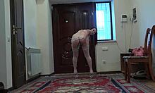 Busty Milf Walks with Anal Beads Inside, Masturbates in Heels and Stockings!